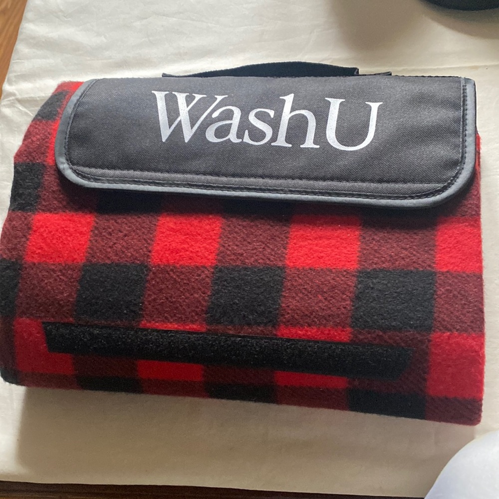 Red and black Washington University blanket